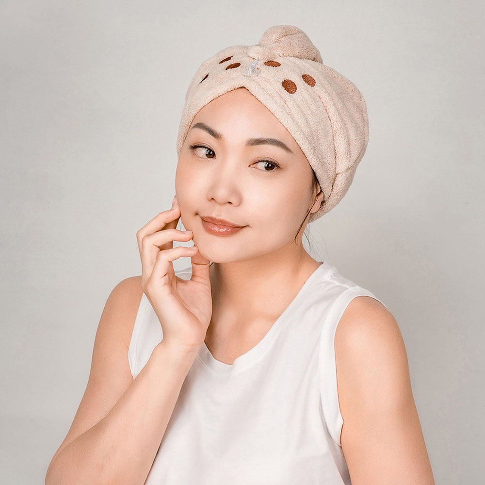 SANSO LIFE 美食系列超細纖維擦頭包巾 珍珠奶茶